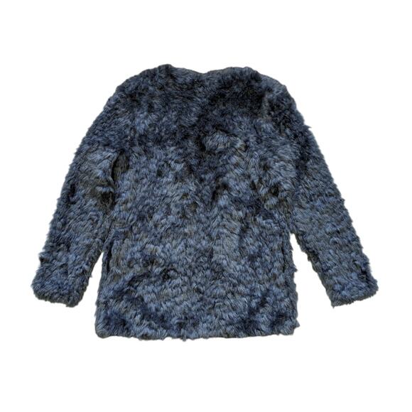 WAYF Faux Fur Dark Gray Coat Jacket Teddy Womens Small Open Front Plush Grey - Picture 4 of 8